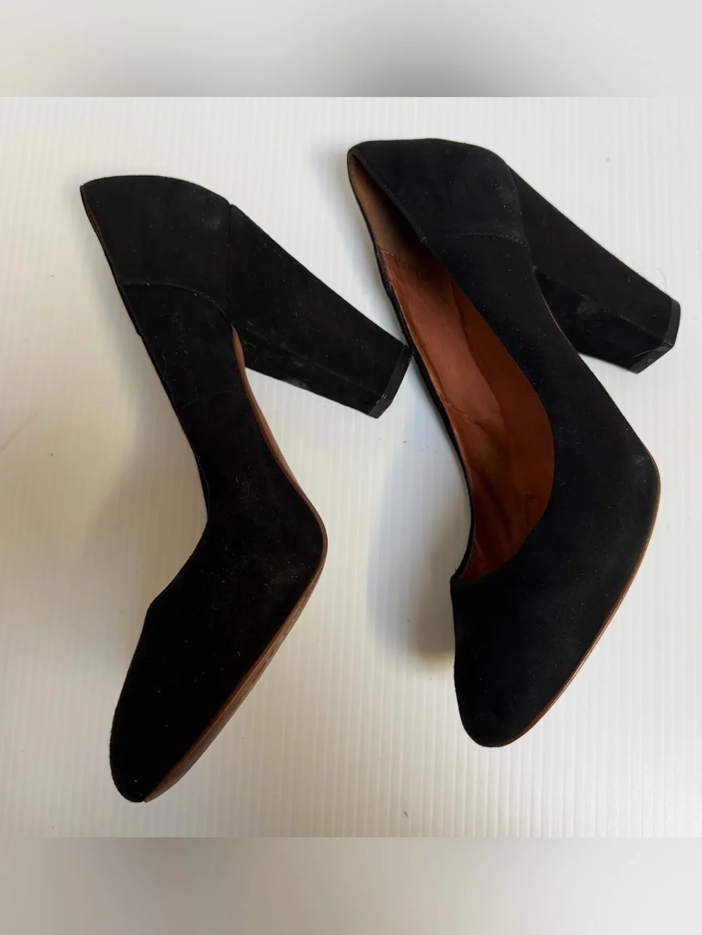 Madewell Black Suede Block Heel Pump